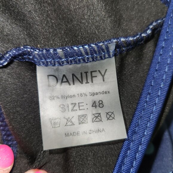 Danify Womens 48 US 16 Navy Blue Polka Dot Swim Dress With Adjustable Straps 215 - Picture 3 of 8